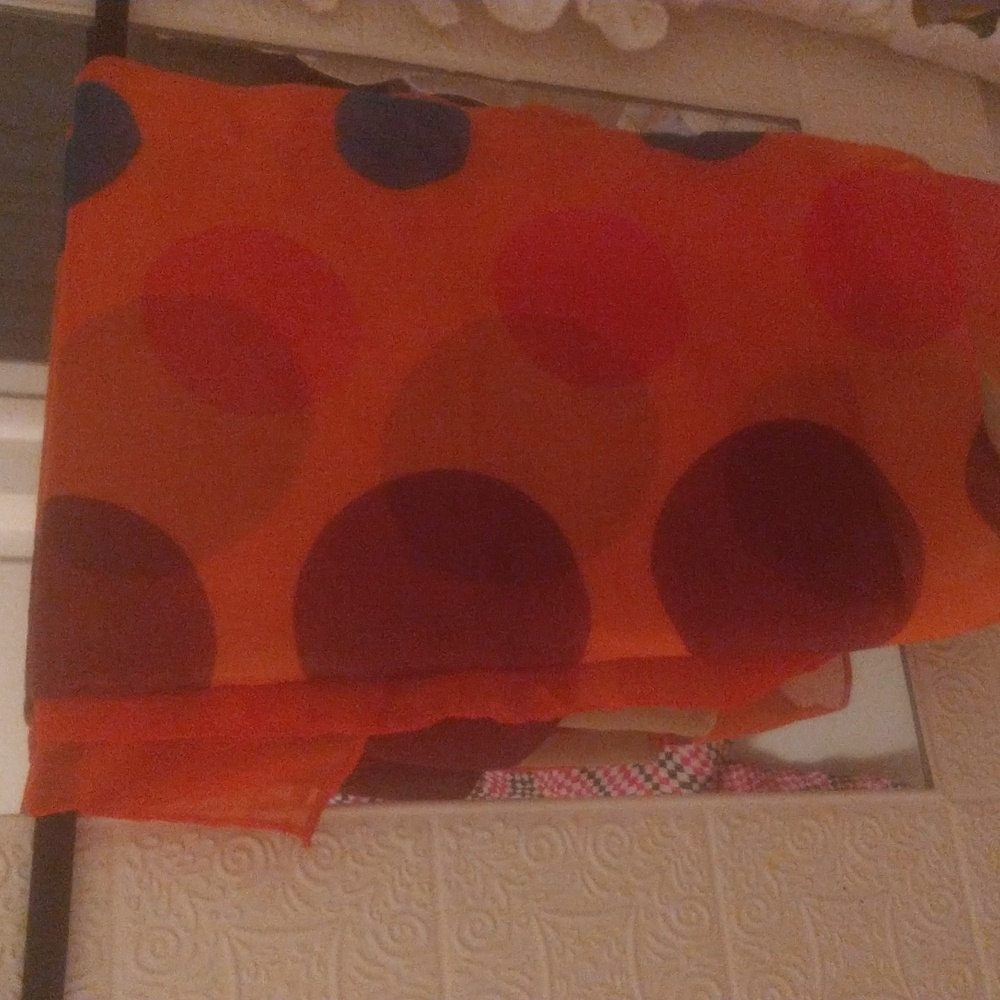 Sheer large orange polka dot scarf
